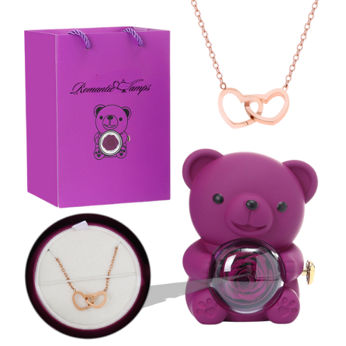 Eternal Rose Bear Gift Box & Necklace