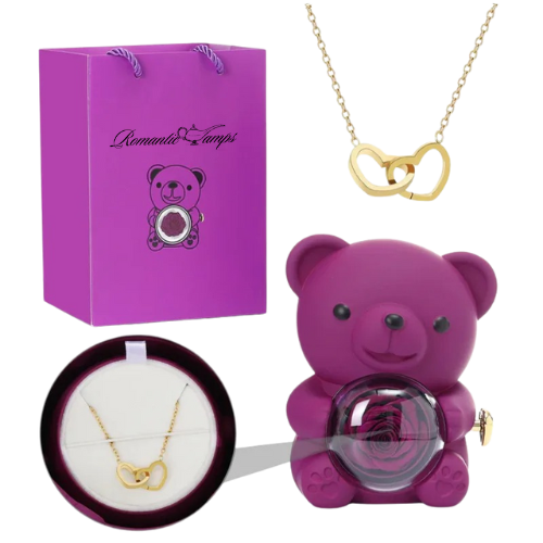 Eternal Rose Bear Gift Box & Necklace