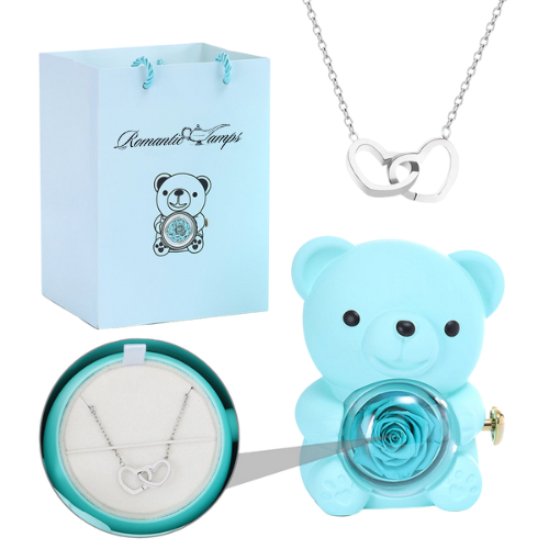 Eternal Rose Bear Gift Box & Necklace