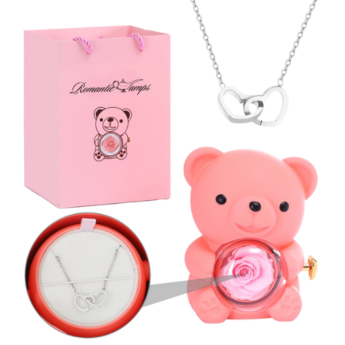 Eternal Rose Bear Gift Box & Necklace