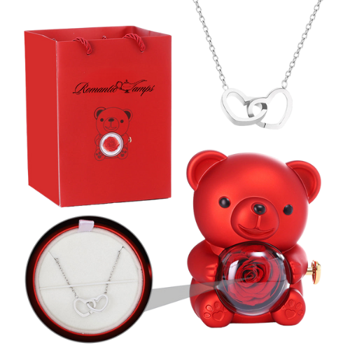 Eternal Rose Bear Gift Box & Necklace