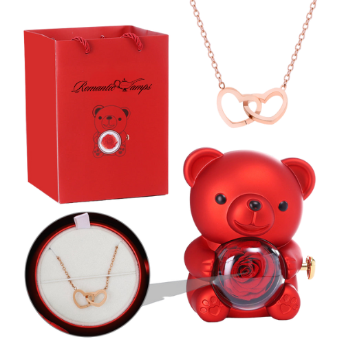 Eternal Rose Bear Gift Box & Necklace