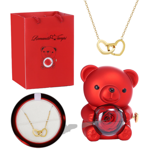 Eternal Rose Bear Gift Box & Necklace