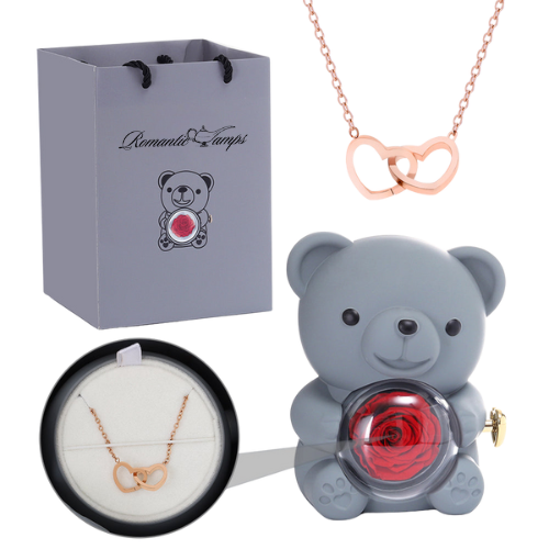 Eternal Rose Bear Gift Box & Necklace