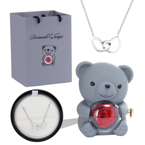 Eternal Rose Bear Gift Box & Necklace