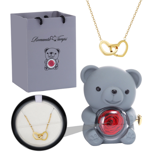 Eternal Rose Bear Gift Box & Necklace